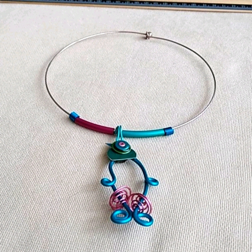 ARTIST MADE BIRD ON A WIRE NECKLACE